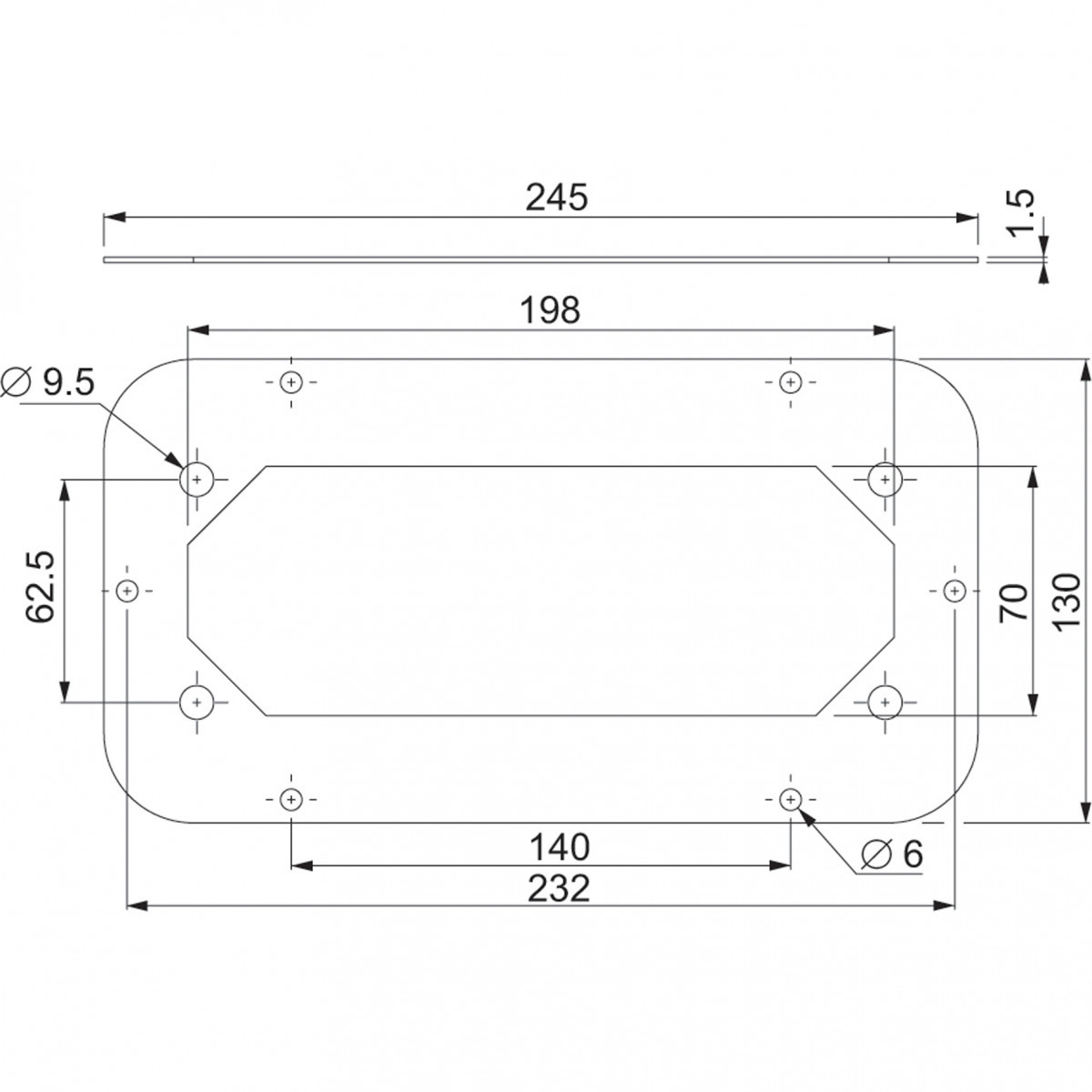 Sarel SWM CGP 245x130mm W/ 1 hole FL21