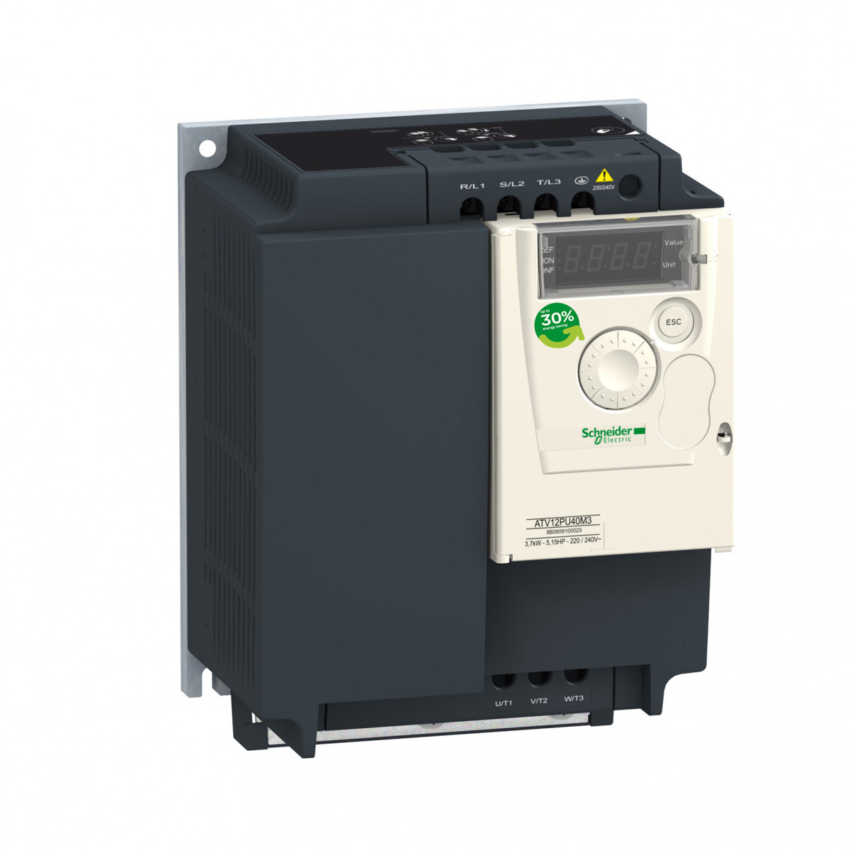 Schneider Electric atv12 4KW 240V driefase op bodemplaat