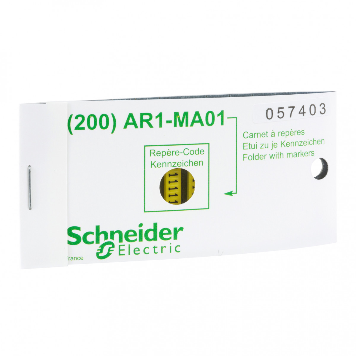 Schneider Electric linergy adercodering kaartenvorm geel