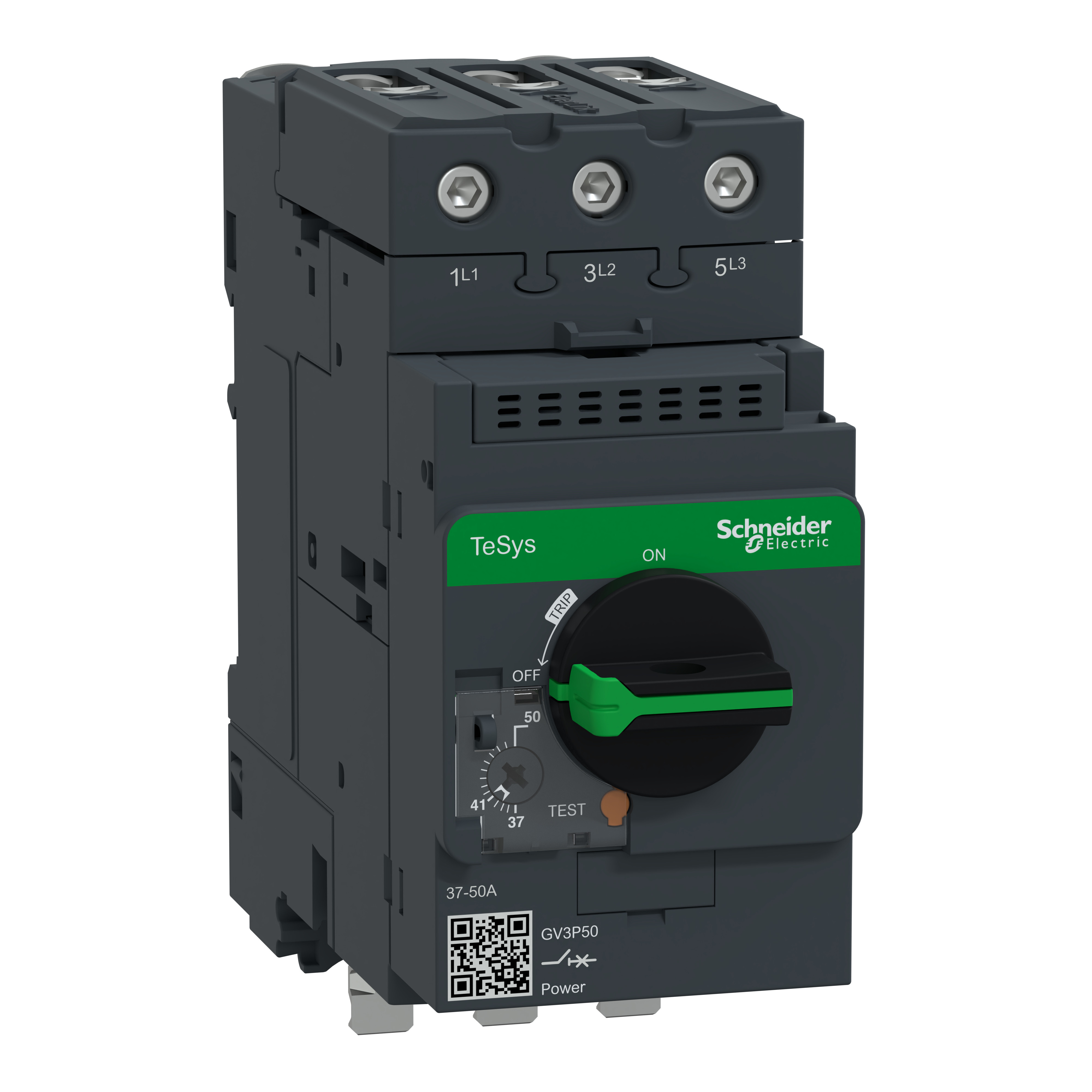Schneider Electric TeSys Deca - frame 3 Motor Circuit breaker, tesys GV3, 3P, 37-50 A, thermal magnetic, upstr