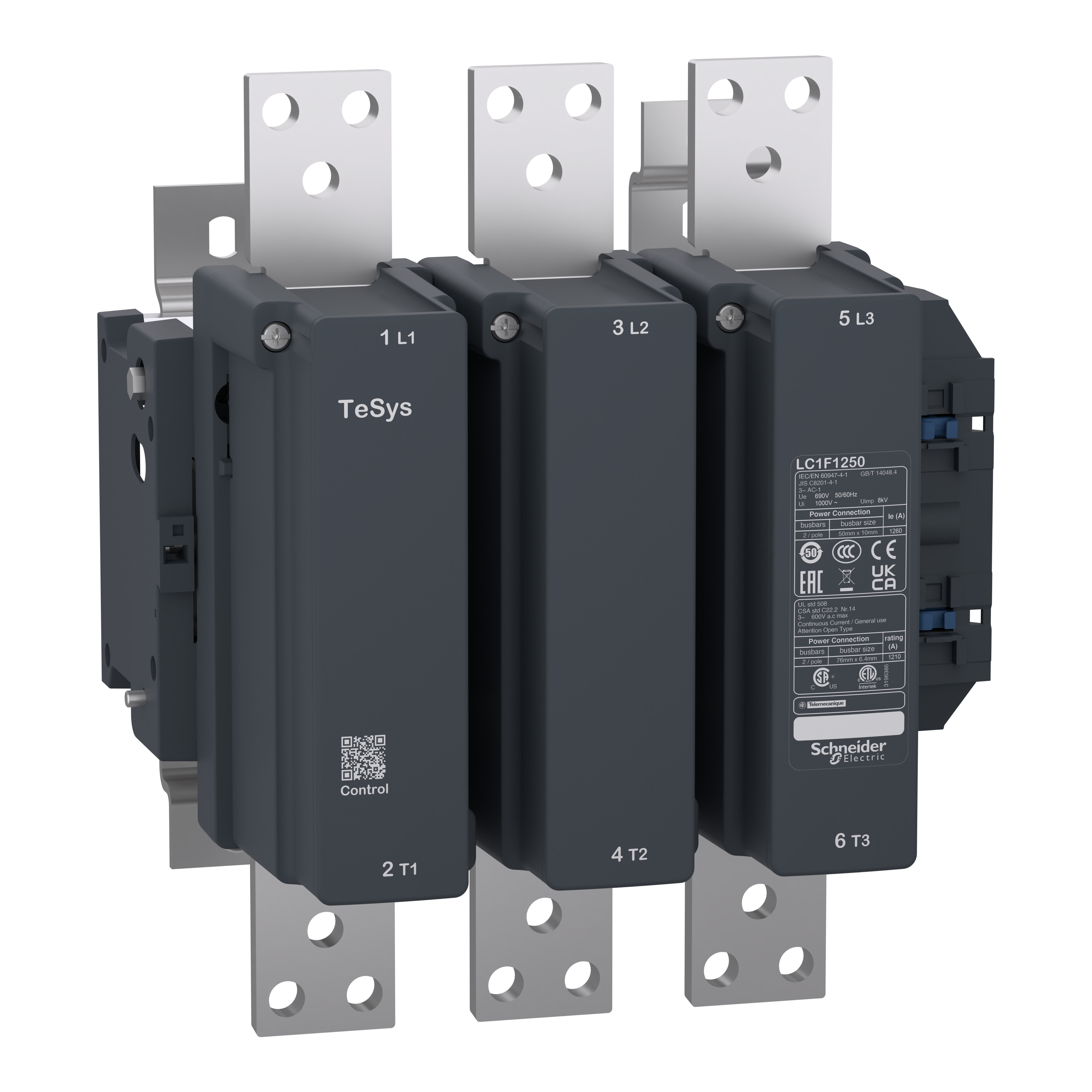 Schneider Electric TeSys F Contactor Geen spoel, tesysf, 3p1250a <=440vac-1, 110-600vac LX1/9 48-