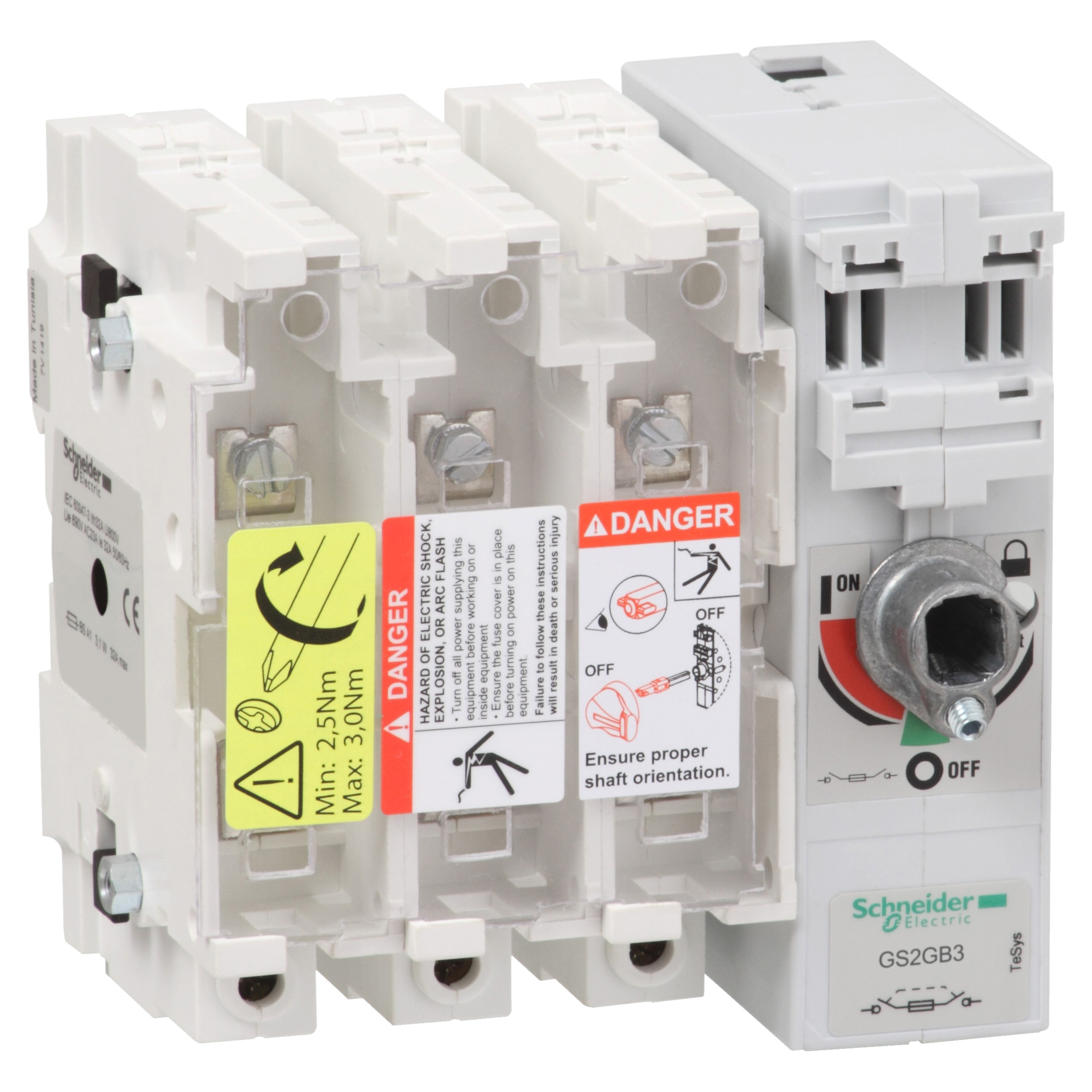 Schneider Electric TeSys GS Zekeringlastscheider, tesys GS, 3P, 63a, zekeringtype BS, maat a2, a3