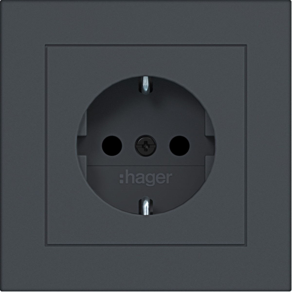 Schuko-Wandcontactdoos met afdekking, safety plus, steekkl. A.1 antr.