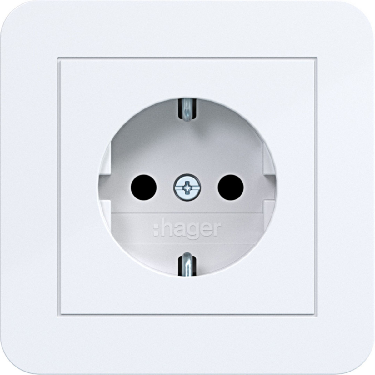 Schuko-Wandcontactdoos met afdekking, safety plus, steekkl. C.1 witgl.