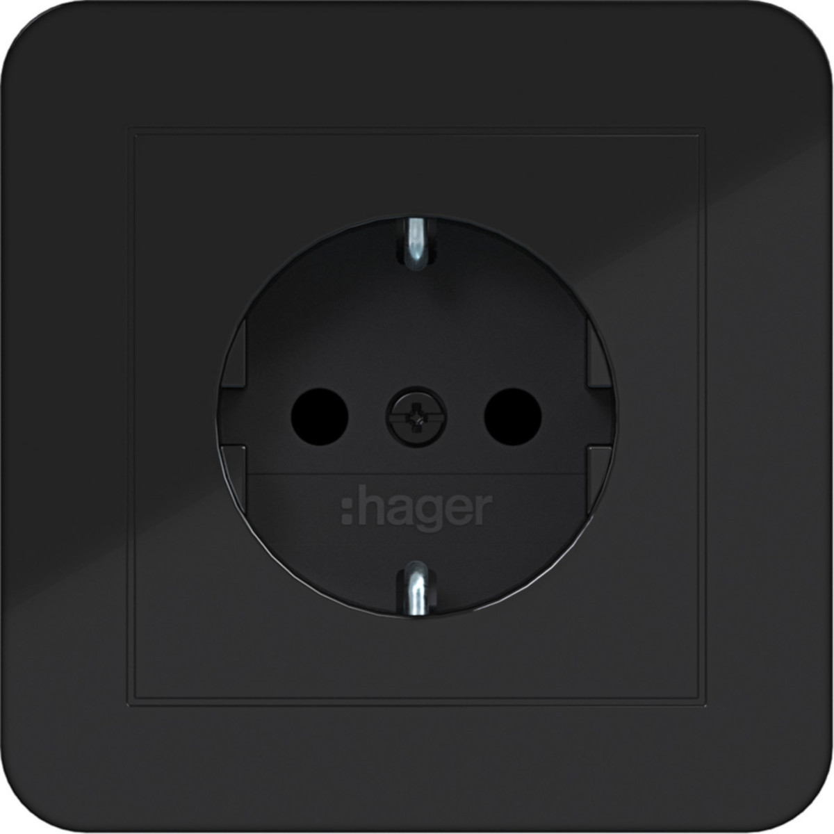Schuko-Wandcontactdoos met afdekking, safety plus, steekkl. C.1 ZW.GL.