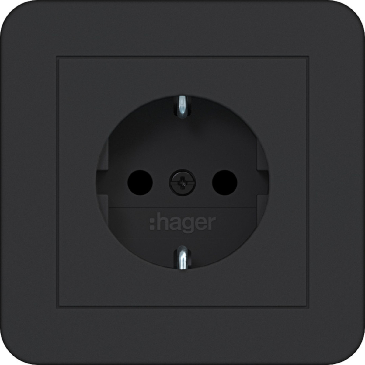 Schuko-Wandcontactdoos met afdekking, safety plus, steekkl. C.1 ZW.mat