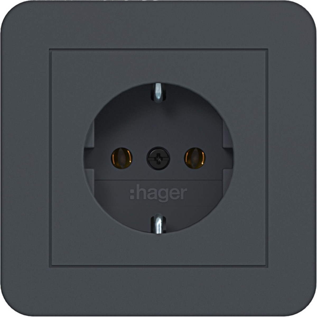 Schuko-Wandcontactdoos met afdekplaat, steekkl., C.1, antraciet