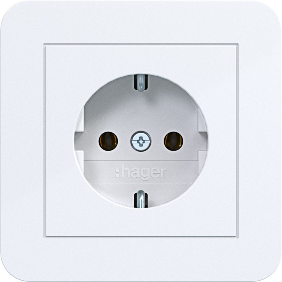 Schuko-Wandcontactdoos met afdekplaat, steekkl., C.1 lichtwit glanzend