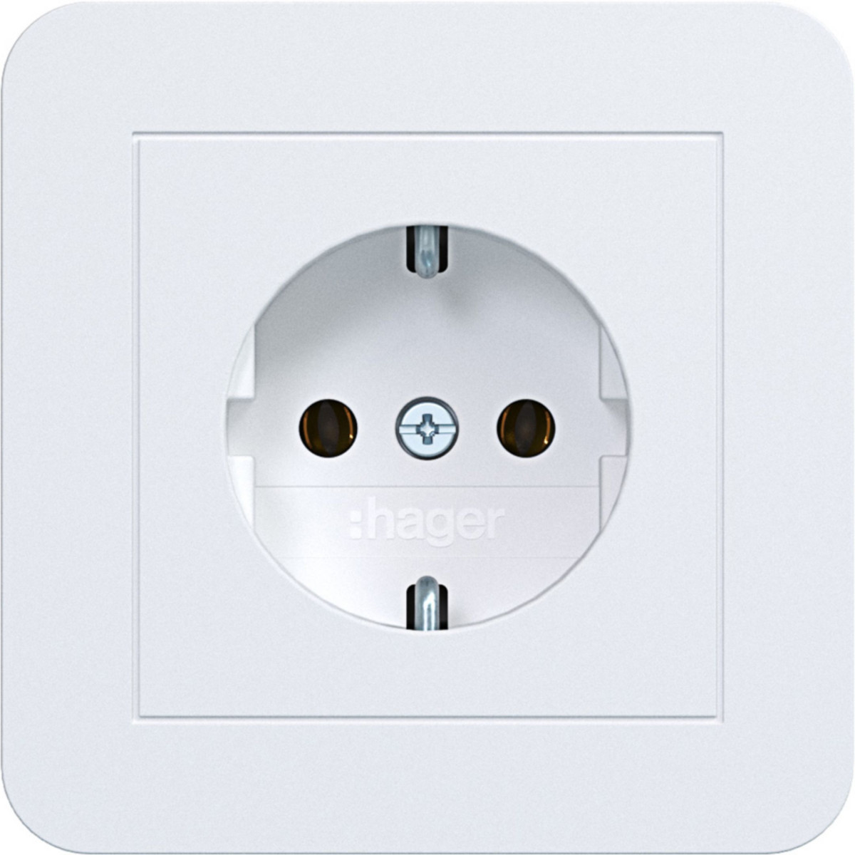 Schuko-Wandcontactdoos met afdekplaat, steekkl., C.1, lichtwit mat