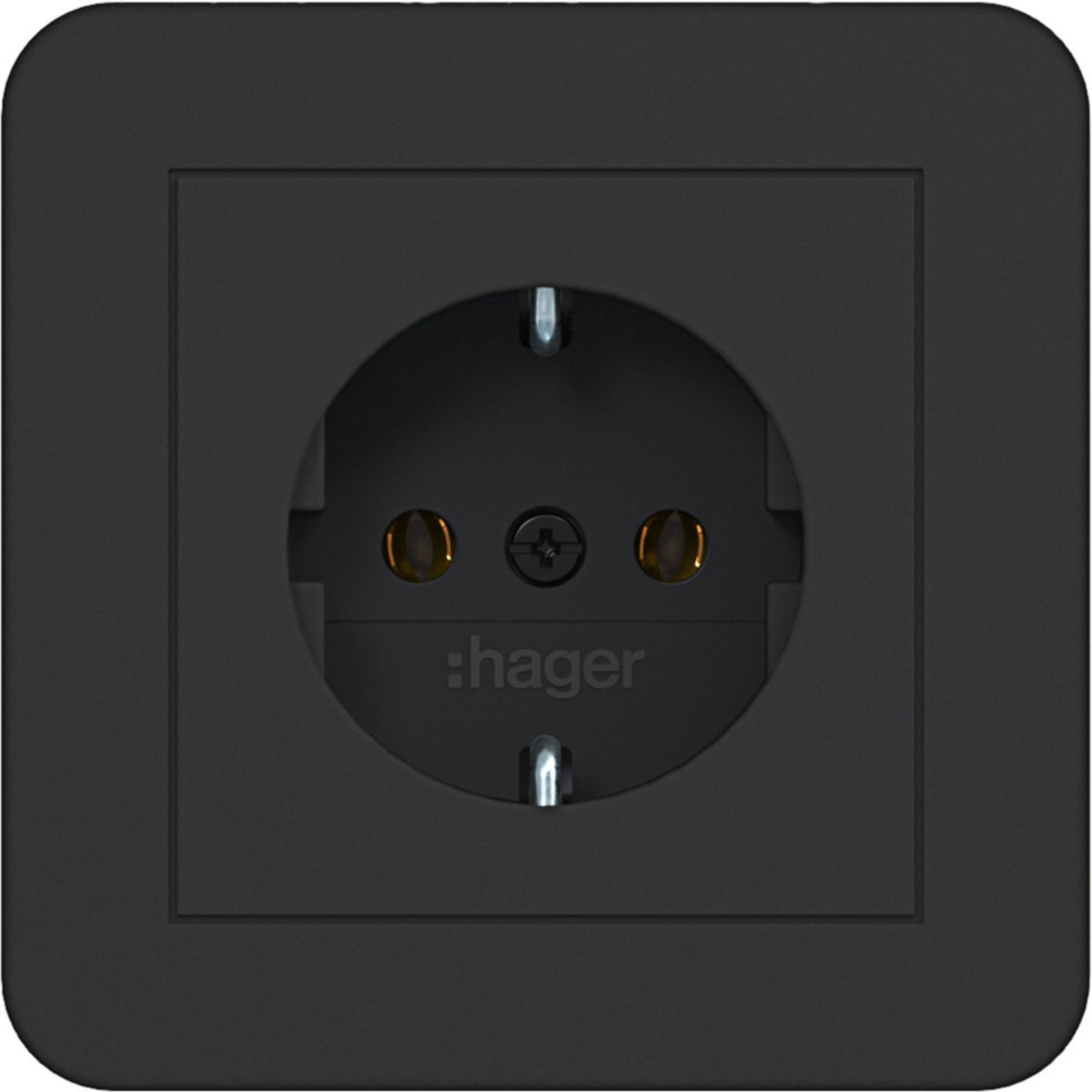 Schuko-Wandcontactdoos met afdekplaat, steekkl., C.1, nachtzwart mat