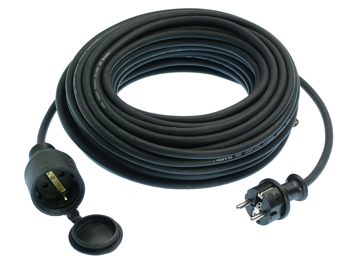 Schwabe Batterijen, accu's, opladers en aan Verlengkabel rubber 230V/16a ip44 H05RR-F 3G1,5 zwart 15M