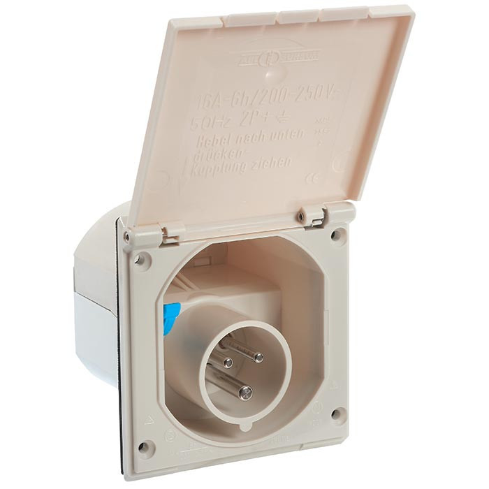 Schwabe Industriële contact/steek toepassin Camping cee inbouwcontactdoos 230V/16a ip44 3-polig wit
