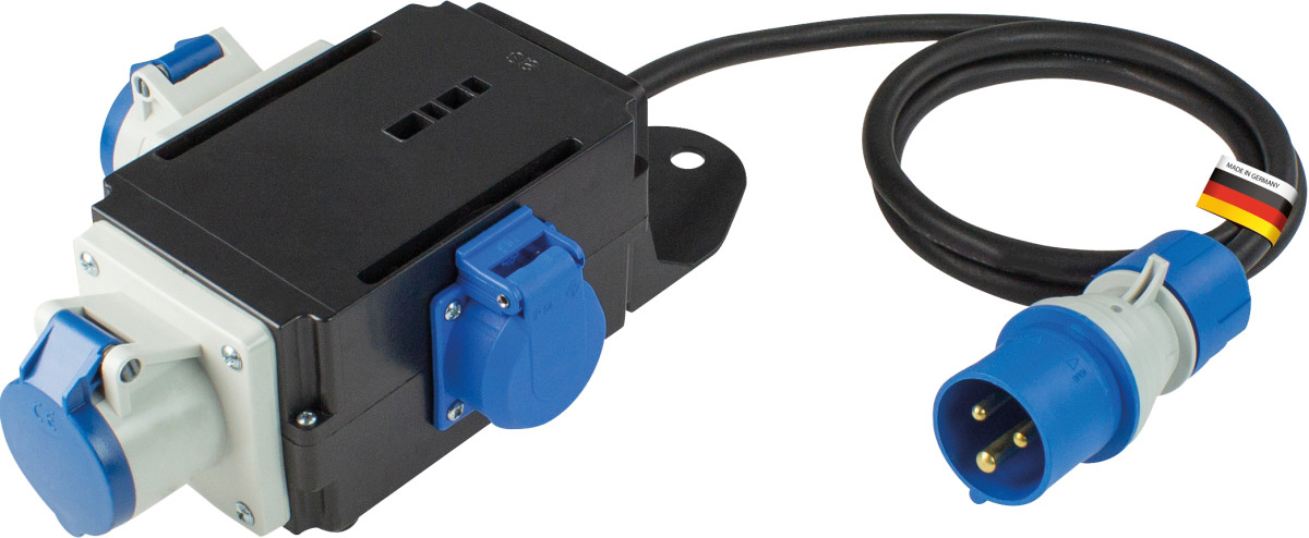 Schwabe Industriële contact/steek toepassin Camping cee mixo adapter 230V/16a ip44 3-polig ems met kabel H