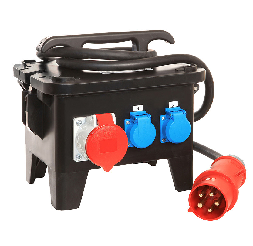 Schwabe Industriële contact/steek toepassin Cee mobiele stroomverdeler M4 400V/32a ip44 5-polig met kabel