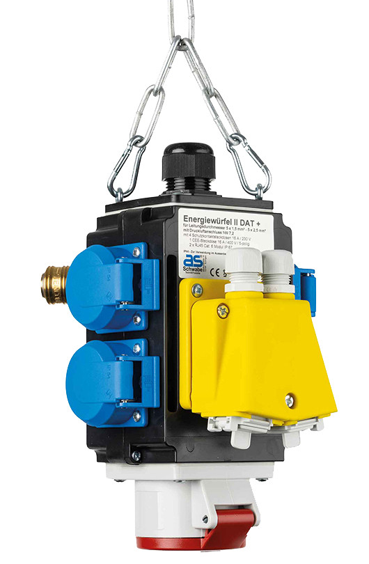 Schwabe Industriële contact/steek toepassin Mixo hangverdeler ii 4X 230V/16a, 2X RJ45 cat6 , 1X cee 400/16