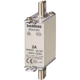 Siemens 3na smeltpatroon (mes) NH000 bovenkenmelder 4a