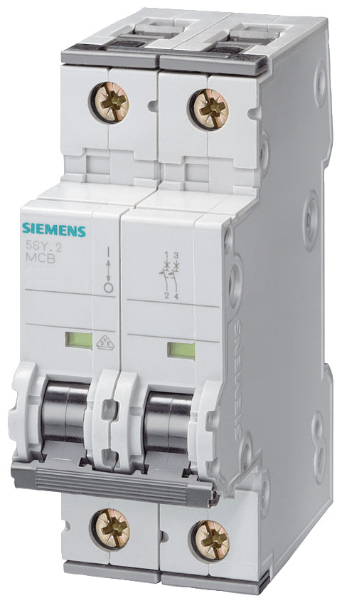 Siemens 5SY4 installatieautomaat C karakteristiek 63a 2P 2 beveiligd incl nul 2te
