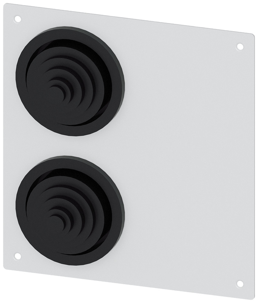 Siemens ALPHA 8GK9 Alpha 1250 din flensplaat met 2 X rubberbussen 8HC6900 ip55