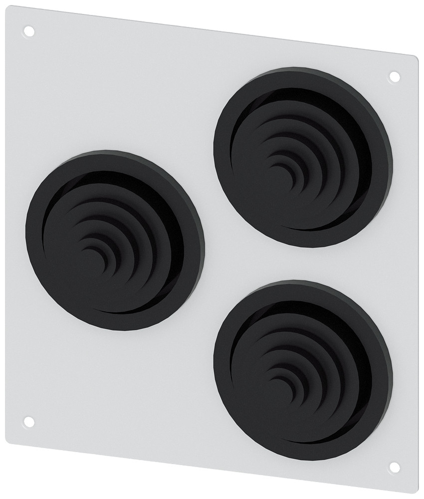 Siemens ALPHA 8GK9 Alpha 1250 din flensplaat met 3 X rubberbussen 8HC6900 ip55