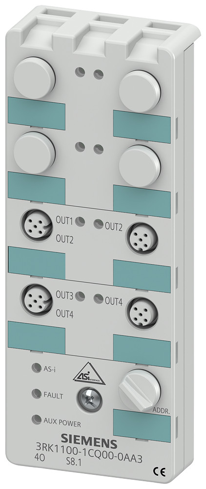 Siemens 3RK1 As-I compactmodule ip67 digitaal, 4a, 4 X 1 uitg., elektr., DC24V 4 X