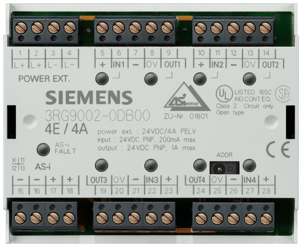 Siemens 3RG9 As-I module F90, ip20, digitaal, 4e/4a, 2/3-DR., potentiaalvrij 4 X 1