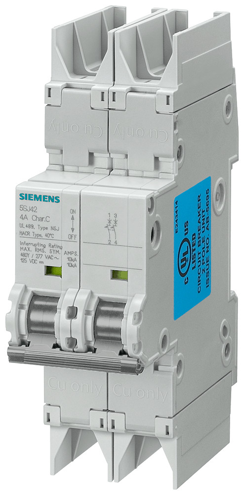Siemens 5SJ4 installatieautomaat C karakteristiek 3a 2P 2 beveiligd 2te