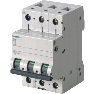 Siemens 5SL4 installatieautomaat D karakteristiek 4a 3P 3 beveiligd 3te