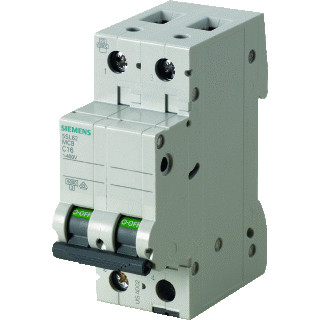 Siemens 5SL6 installatieautomaat C karakteristiek 1a 2P 2 beveiligd 2te