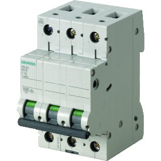 Siemens 5SL6 installatieautomaat C karakteristiek 16a 3P 3 beveiligd 3te
