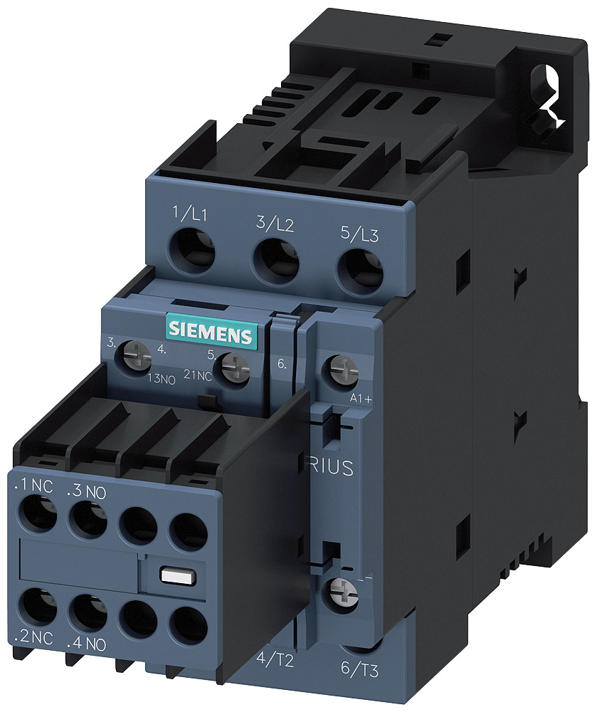 Siemens Contactor, ac-3e, 25 A/11 KW/400 V, 3-pole, 48 V DC, 2 no+2 NC, screw