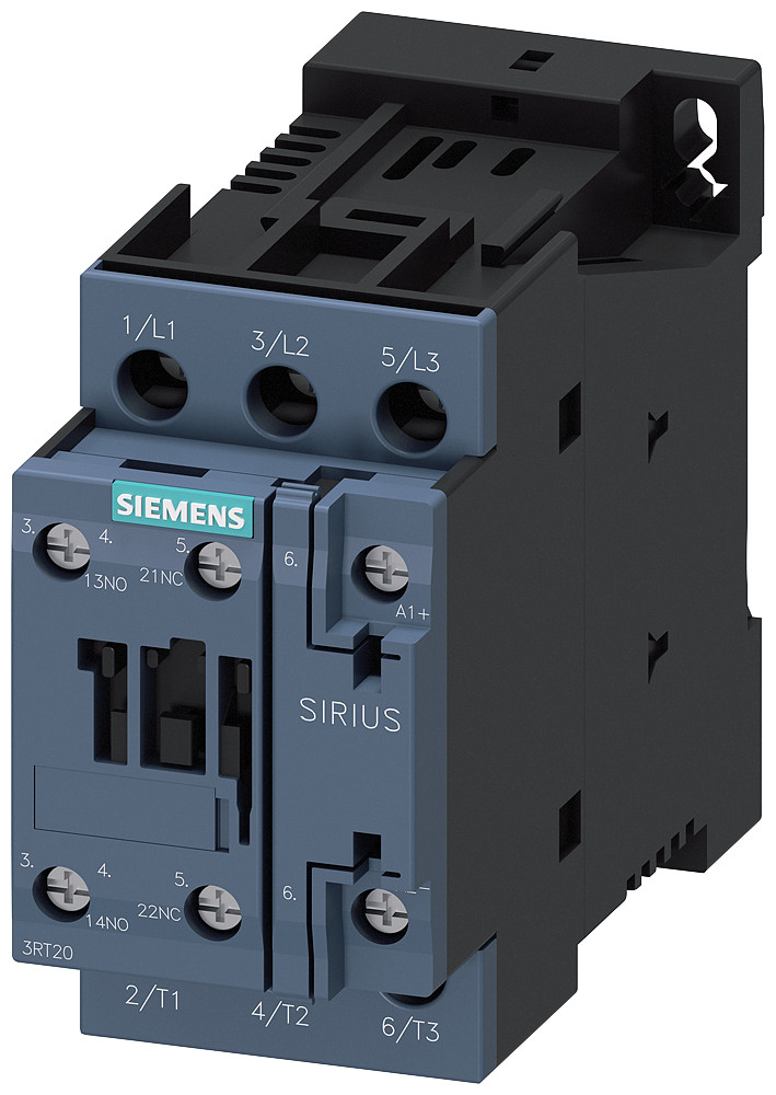 Siemens SIRIUS 3RT2 Contactor, ac-3e, 17 A/7,5 KW/400 V, 3-polig, DC 24 V, 1no+1nc, schroe