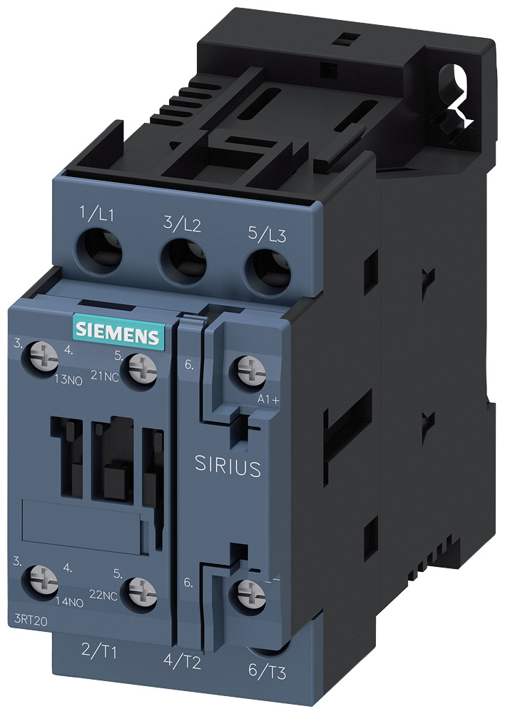 Siemens SIRIUS 3RT2 Contactor, ac-3e, 18,5KW/400V, DC 110V, 0,7-1,25*us, 1no+1nc, 3-polig