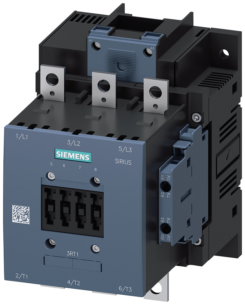 Siemens SIRIUS 3RT1 Contactor, ac-3e, 185 A/90 KW/400 V, 3-polig, ac/DC 220-240 V, 2no+2nc