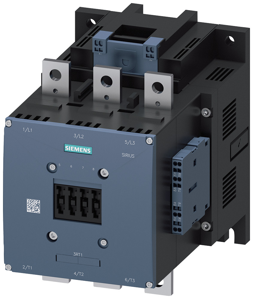 Siemens Contactor, ac-3e, 500 A/250 KW/400 V, 3-pole, 200-220 V ac/DC, 2 no+2