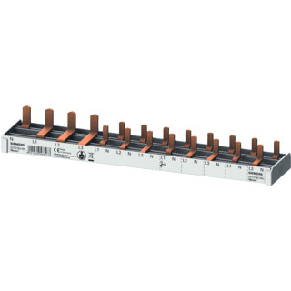Siemens Doorverbindingskammen 10MM2: 3P/N (fi N-links) 1X RCCB 4-polig+8x compacte product 1-polig N-links 12 MW inkortbaar