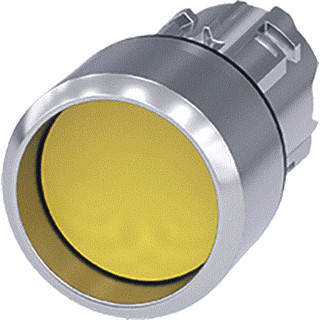 Siemens Drukknop metaal hoog terugverend geel ip69k