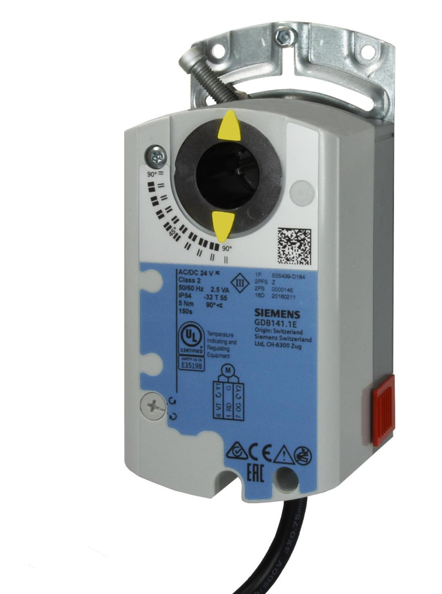 Siemens E-luchtklepaandrijving Luchtklepaandrijving, ac/DC 24 V, DC 0…35 V instelbaar, 5 NM, 150 S