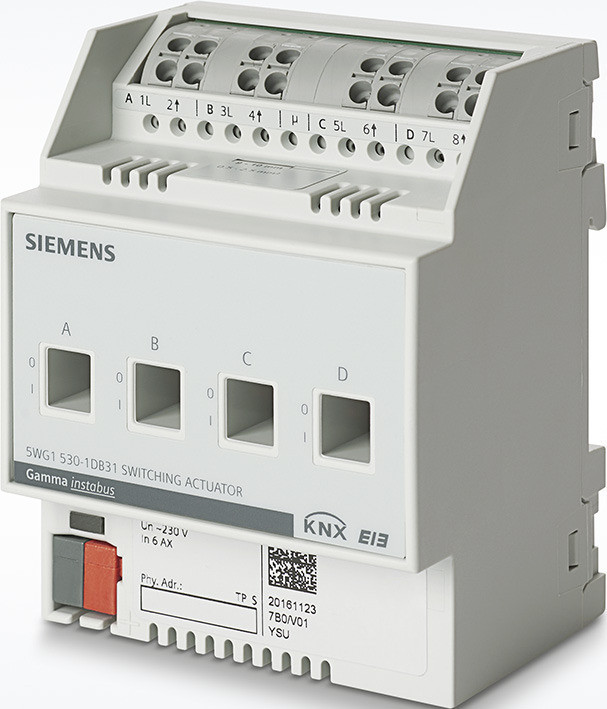 Siemens GAMMA INSTABUS KNX Switching Actuator 4 X ac 230 V, 6 ax, C-load