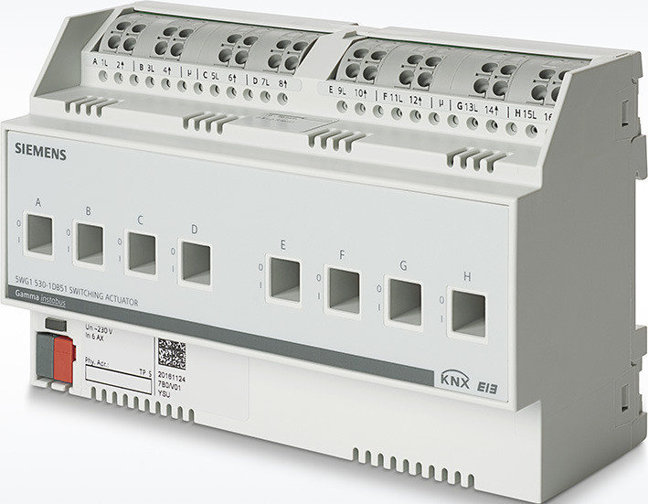 Siemens GAMMA INSTABUS KNX Switching Actuator 8 X ac 230 V, 6 ax, C-load