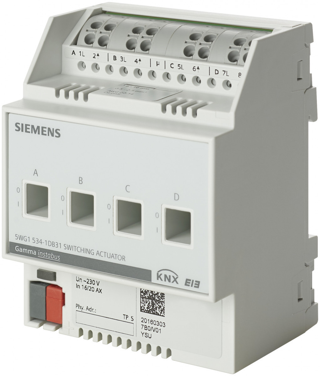 Siemens GAMMA INSTABUS KNX Switching Actuator 4 X ac 230 V, 10 ax, C-load