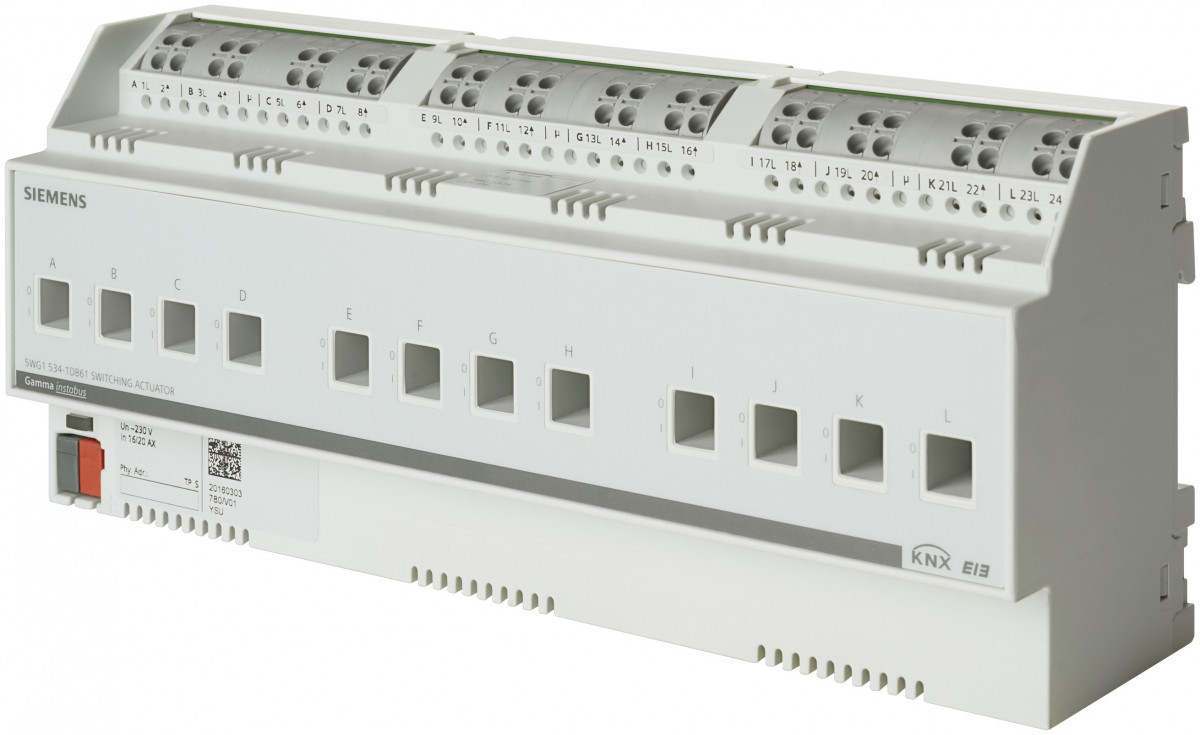 Siemens GAMMA INSTABUS KNX Switching Actuator 12 X ac 230 V, 16/20 ax, C-load