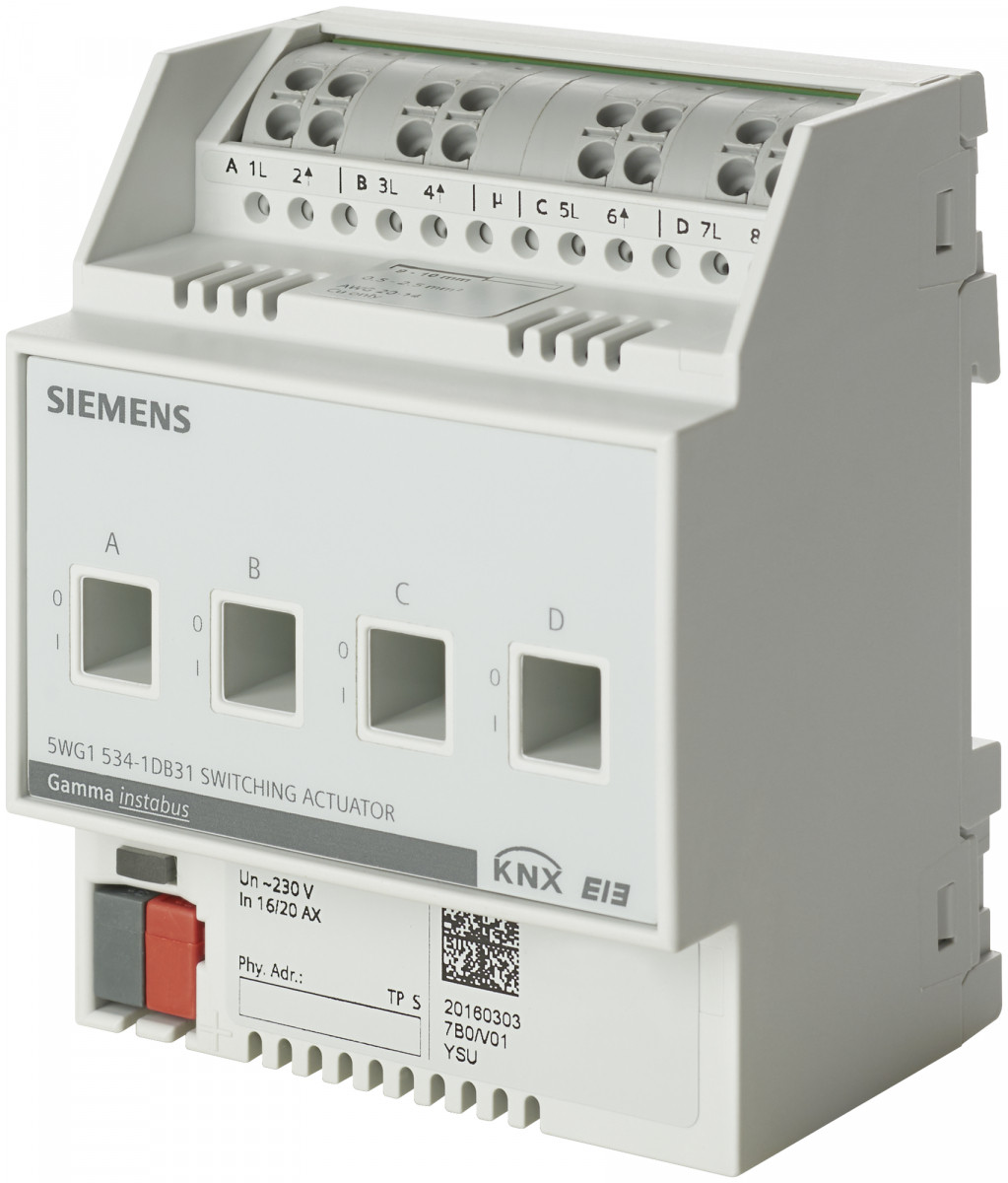 Siemens GAMMA INSTABUS KNX Switching Actuator 4 X ac 230 V, 16/20 ax, C-load