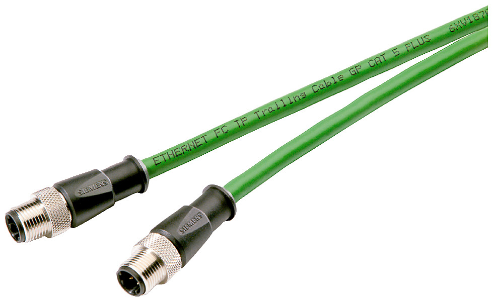 Siemens Ie Cable,2 X M12,2x2,20M,2 X D-cod.,ip65,ip67,cat5e,PVC,part robust