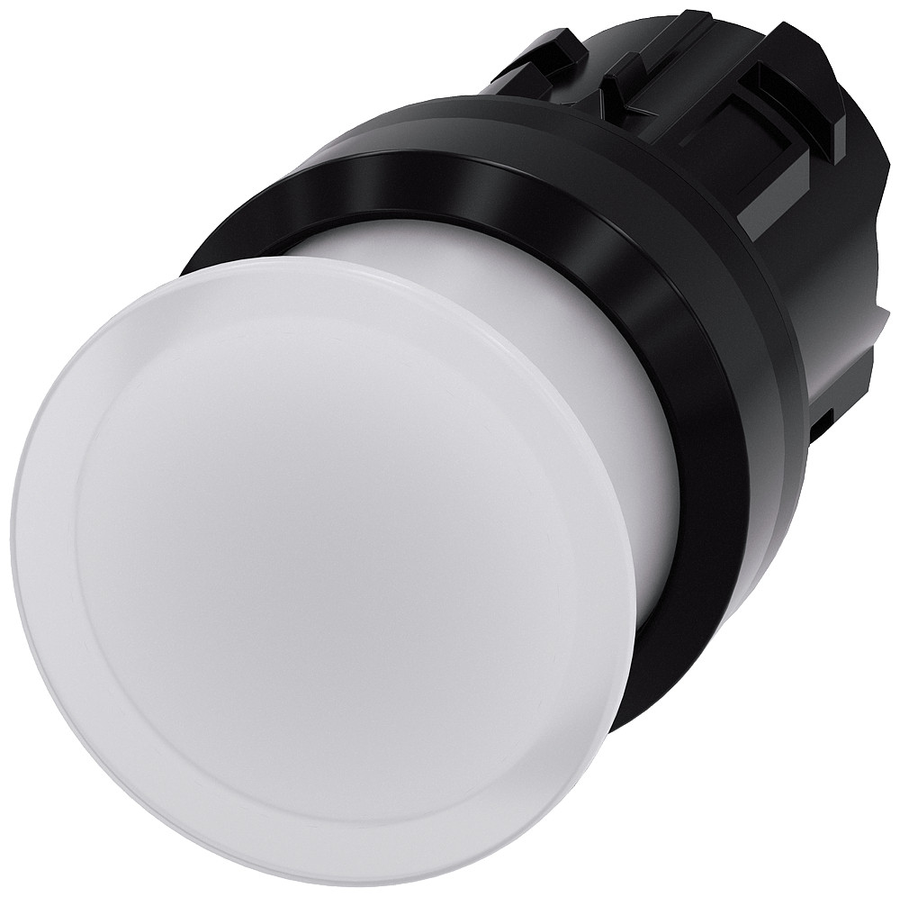 Siemens Verlichte paddestoeldrukknop 30MM terugverend wit ip69k