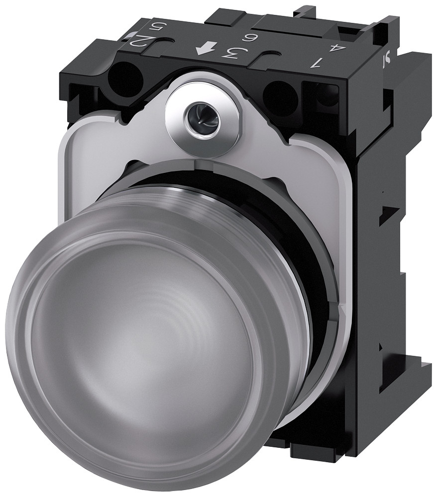 Siemens Indicator Light, 22 MM, round, metal, high gloss, clear, lens, smooth, Siemens Indicator Light, 22 MM, round, metal, high gloss, clear, lens, smooth,