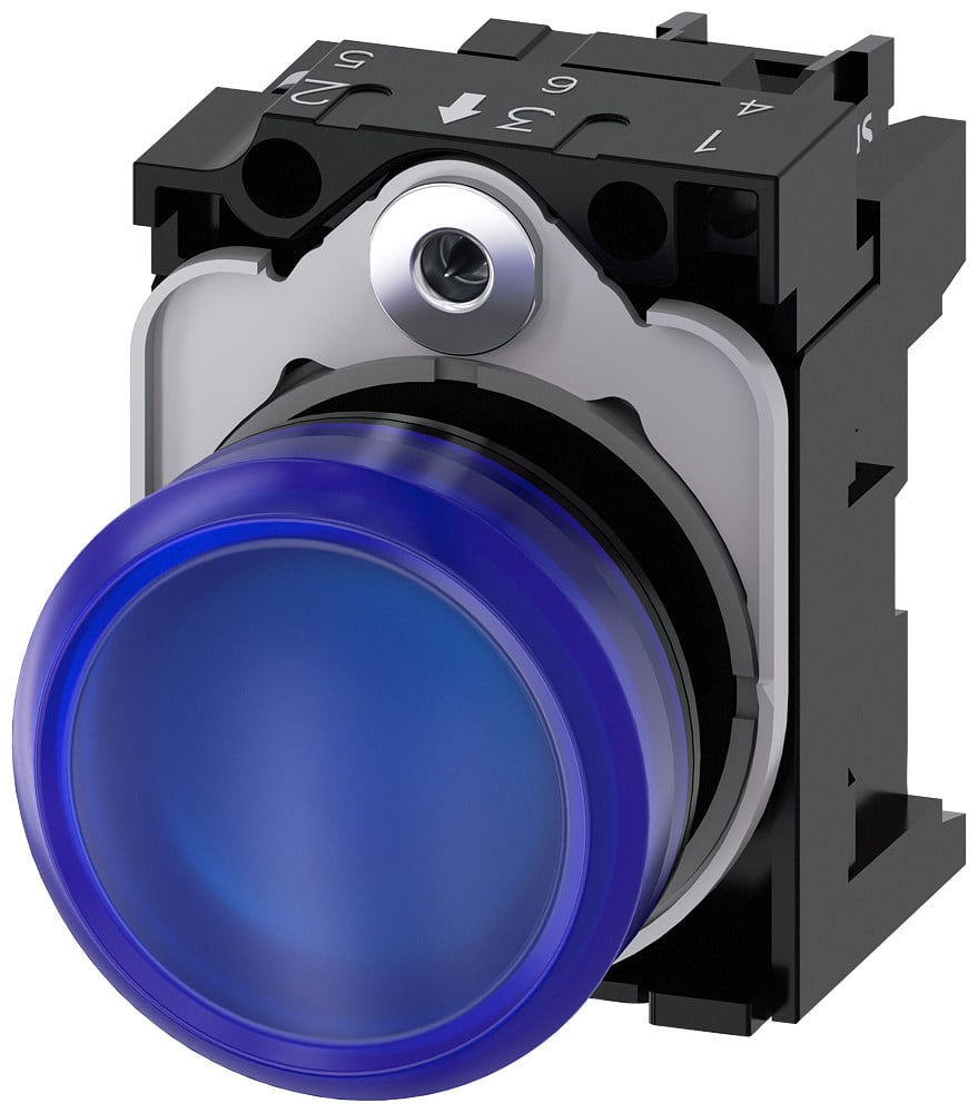 Siemens Indicator Light, 22 MM, round, plastic, blue, lens, smooth, led module Siemens Indicator Light, 22 MM, round, plastic, blue, lens, smooth, led module