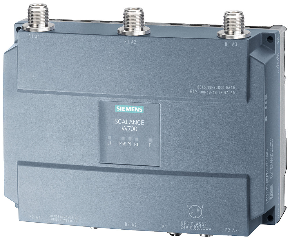 Siemens SCALANCE W788-1 M12 Iwlan Ap, 450 MBPS, M12, 1X wireless, 3X N-connect, plug slot