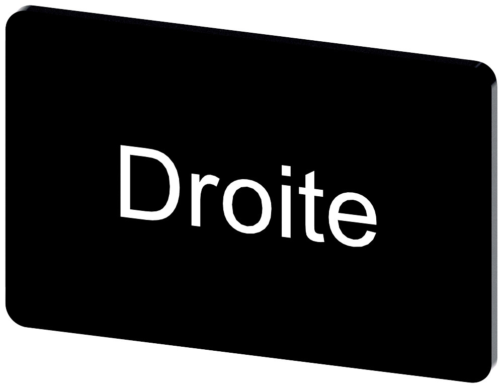 Siemens SIRIUS ACT 3SU1 Opschriftplaatje 17,5 X 27 MM, plaatje zwart, opschrift: droite