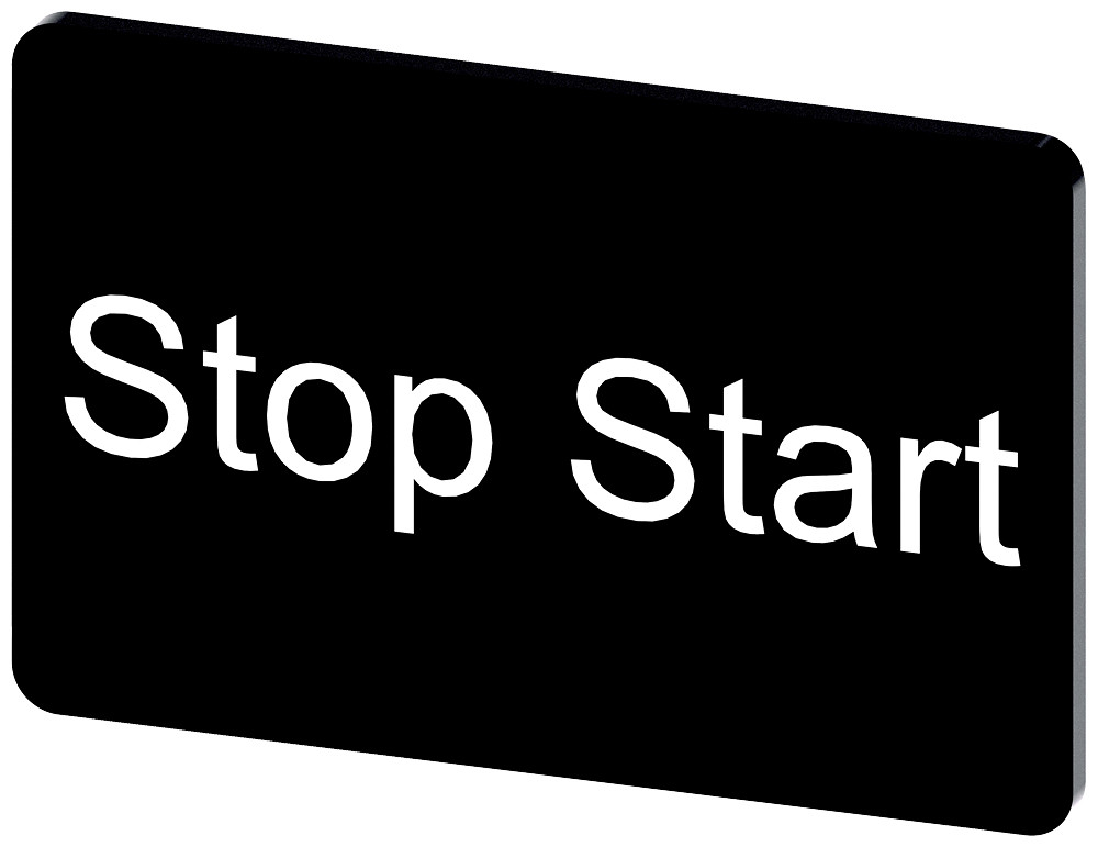Siemens SIRIUS ACT 3SU1 Opschriftplaatje 17,5 X 27 MM, plaatje zwart, opschrift: stop start