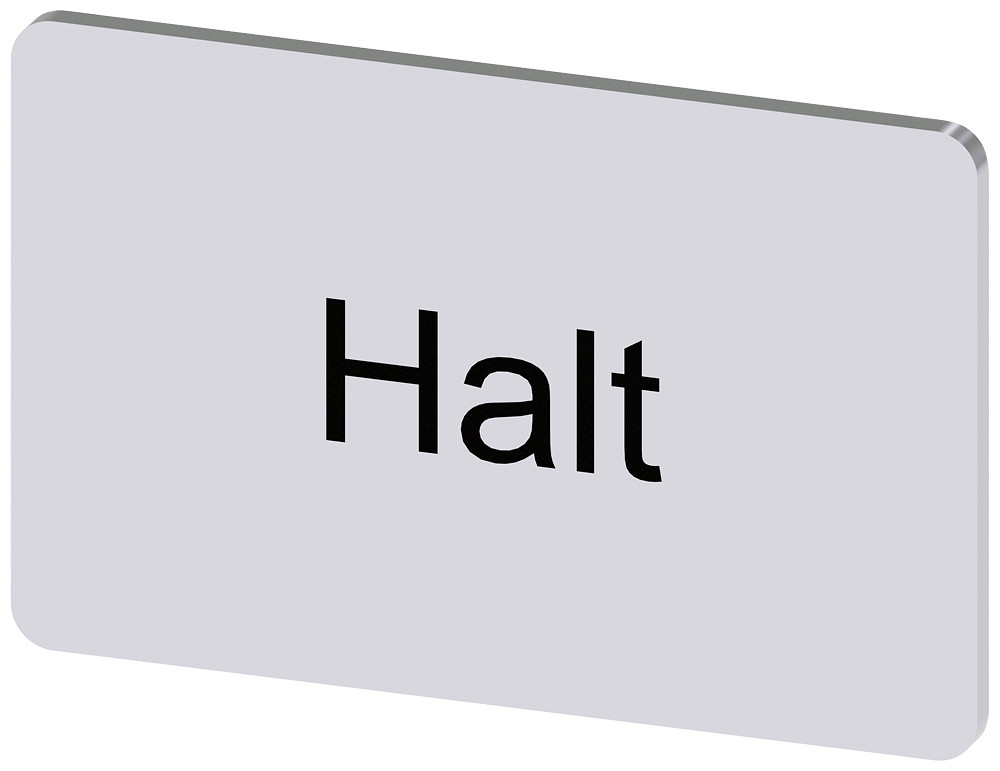 Siemens Labeling Plate 17.5x27 MM, silver-colored label, labeling: halt
